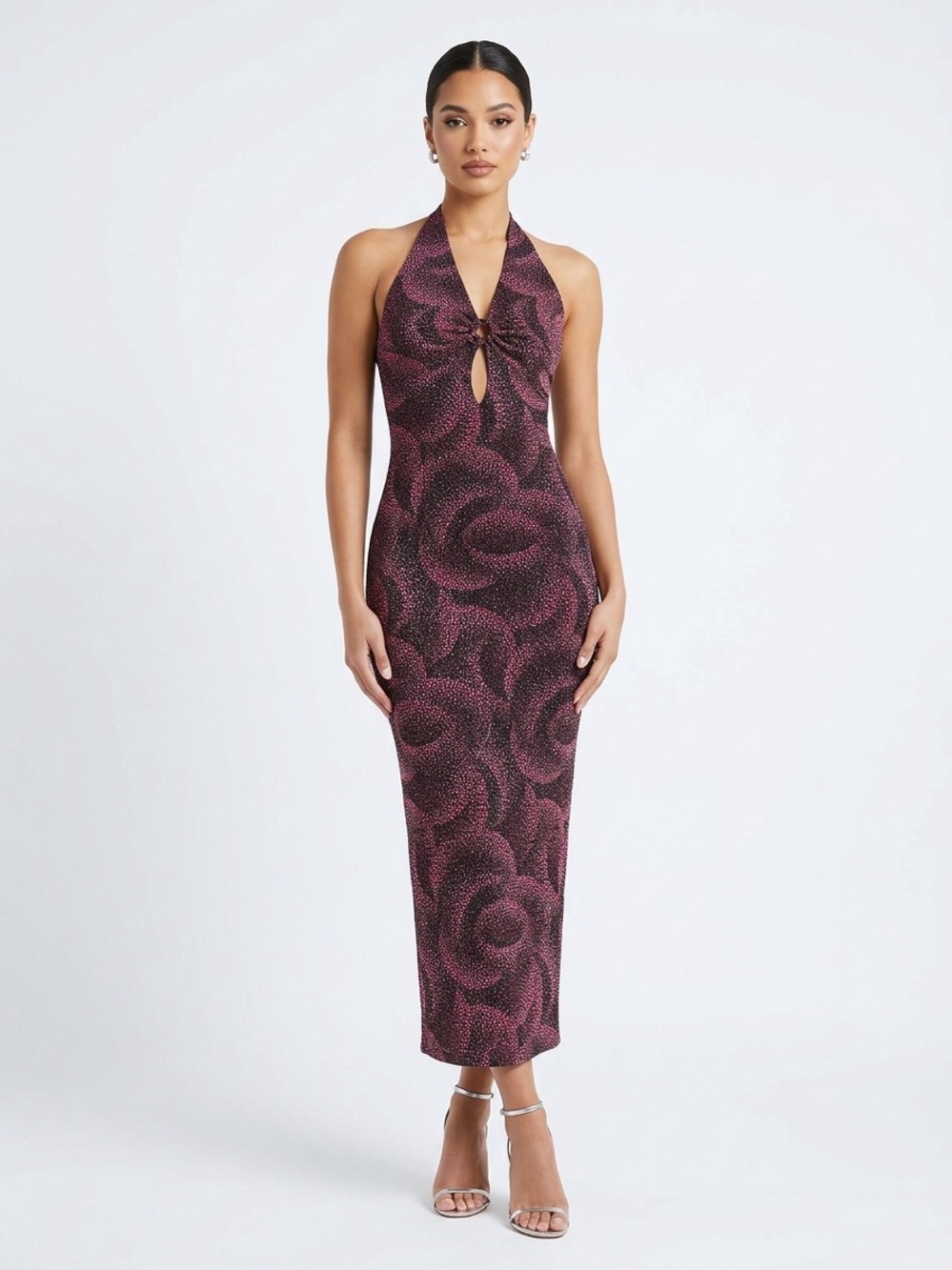 70’s Disco Vintage Halter Maxi Dress